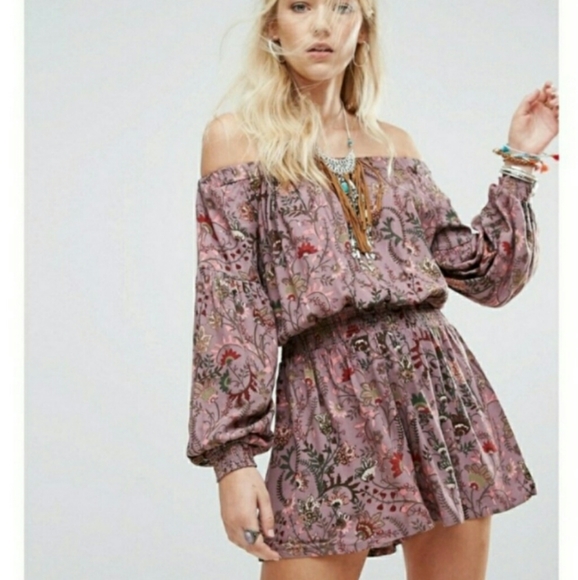 Free People Pants - Free People Floral Off Shoulder Crepe Romper S